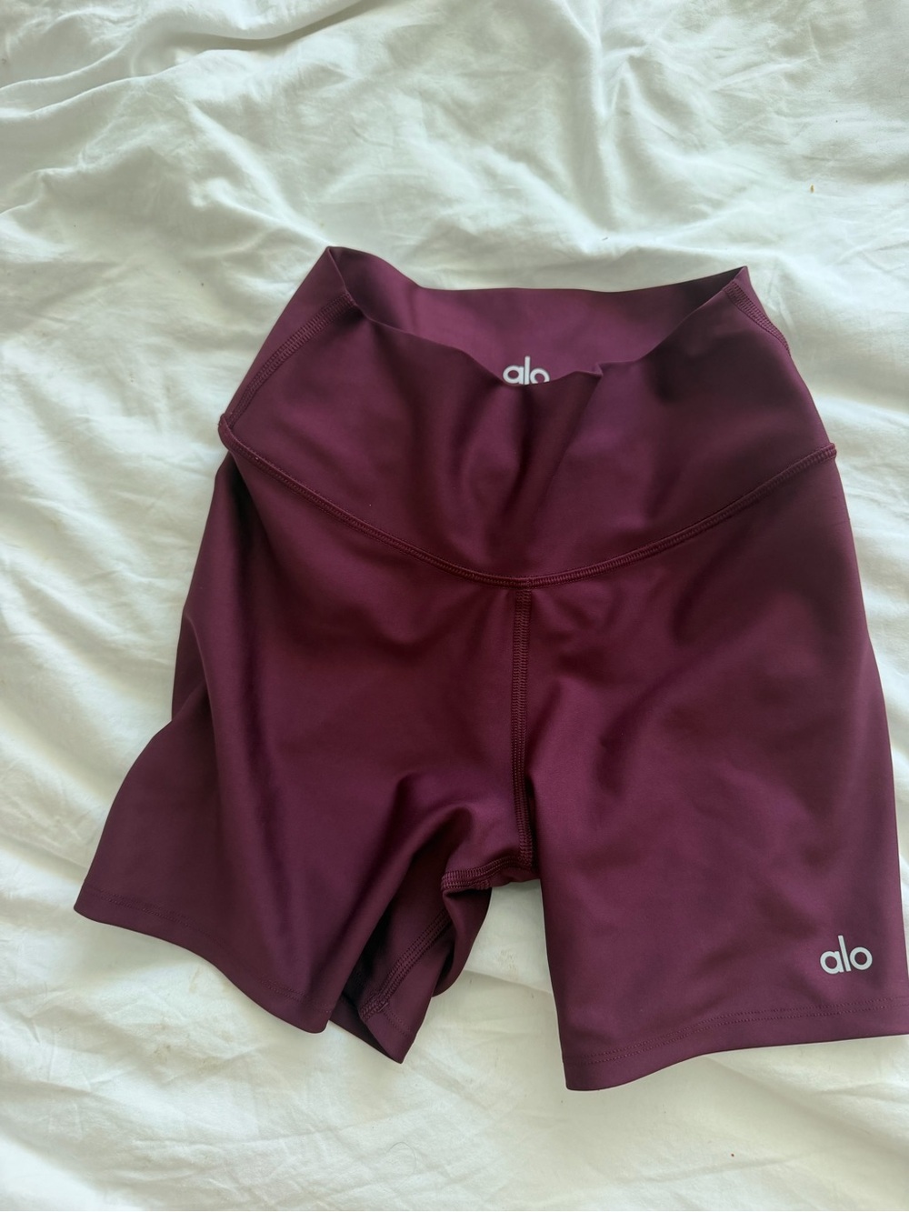 ALO Yoga High-Rise Bike Shorts in burgundy